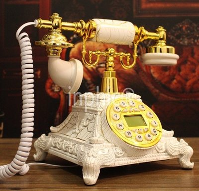 INPHIC-座機家用復古電話機 田園白色復古歐式座機固定電話機