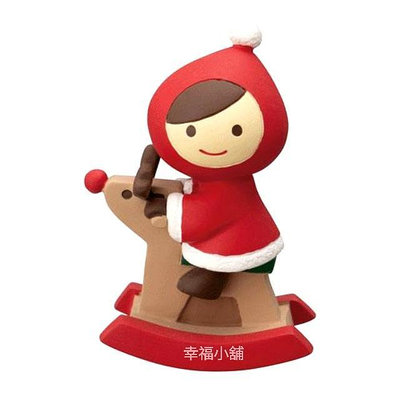 日本Decole concombre療癒商品 日本Otogicco 小紅帽吉祥物2022聖誕系列擺飾陶偶-騎木馬款
