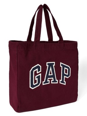 【天普小棧】GAP Logo Tote大帆布購物包托特包書包手提袋有內袋酒紅現貨抵台