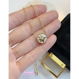 【二手正品】 Dior ROSE DES VENTS 項鍊 黃色 K 金鑽石珍珠母貝 星盤項鏈 JRDV95005