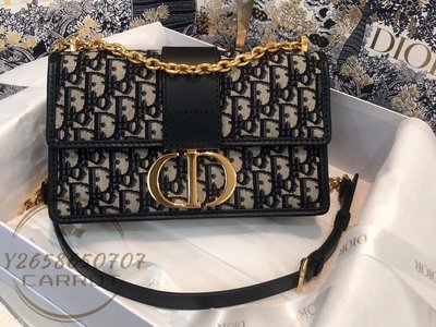 二手精品 Dior 迪奧 OBlique印花 30 蒙田盒子包 刺綉老花 金屬鏈條單肩包斜挎包 女款 M9208