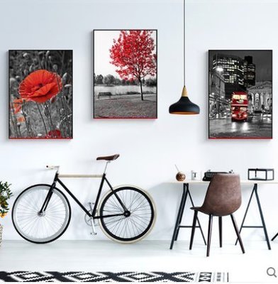 『格倫雅』紅色巴黎 現代簡約裝飾畫埃菲爾鐵塔掛畫沙發客廳壁畫墻畫街景^21755促銷 正品 現貨