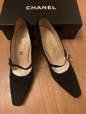 日本帶回 Chanel 古董 法國製 絨布 高跟鞋 38號