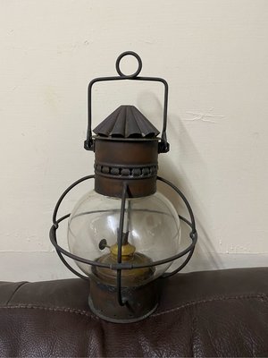 「捜古苑」 昭和時期 老船燈 相當完整 玻璃原件  吊燈 夜燈 油燈