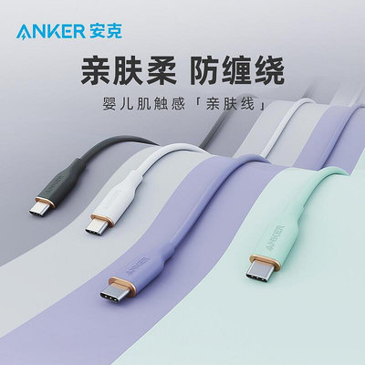 【促銷】Anker安克親膚雙typec手機數據線pd100W快充雙頭typec線1.8米