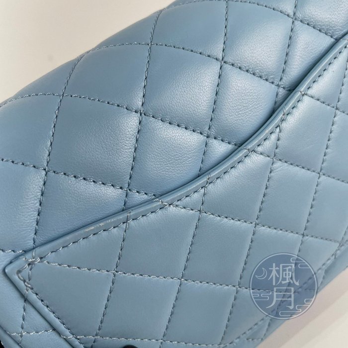 BRAND楓月 CHANEL 香奈兒 晶片 天藍色 核桃金球 方胖子 COCO17 斜背包 側背包
