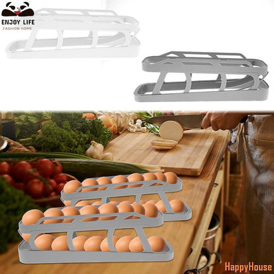 【現貨】蛋捲分配器 2 層滾蛋架可重複使用的蛋分配器架自動滑動蛋新鮮組織者 SHOPSBC8598