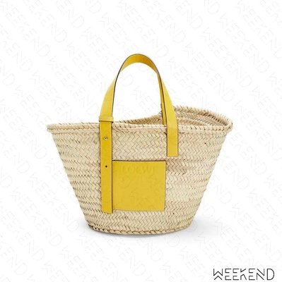 【WEEKEND】 LOEWE Medium Basket 中款 托特包 編織包 草編包 黃色