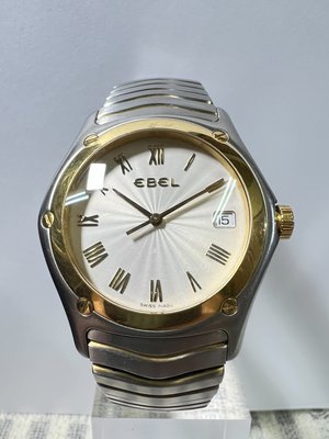 特價【永大精品】EBEL 玉寶 不鏽鋼/18K金 石英機芯 經典錶款 錶俓38mm不含龍頭 原廠銀色放射面盤