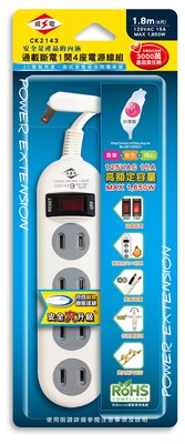 威電牌⚡️ 新安規 過載斷電1開4插座電源線組 CK2143 6尺