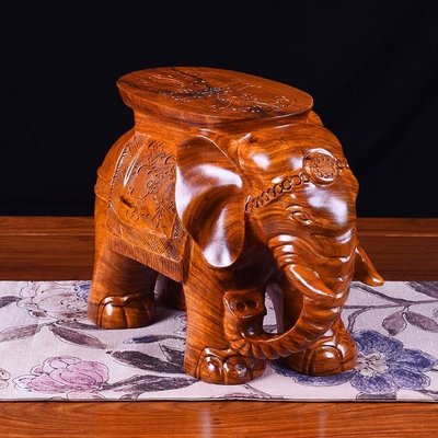 現貨熱銷-仙銘源花梨木雕大象換鞋凳家用實木質泰國大象凳子客廳沙發紅木凳