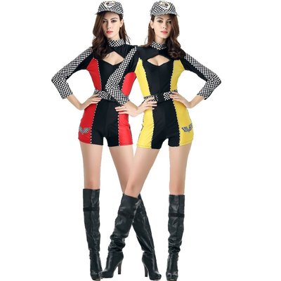 熱銷 M-XL長袖賽車女郎游戲車模制服F1機車服性感拉拉隊服裝女啦啦隊服簡約