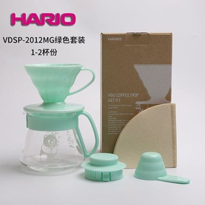 特賣-日本Hario手沖咖啡壺套裝V60樹脂咖啡濾杯濾紙玻璃分享壺1-2人份