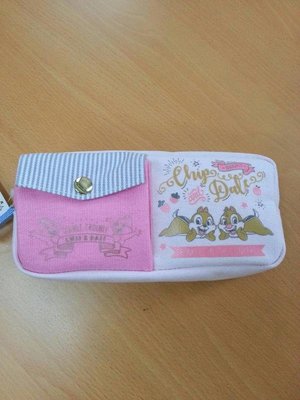 花見雜貨~日本進口全新正版迪士尼Chip&amp;Dale奇奇蒂蒂花栗鼠松鼠帆布筆袋化妝包收納包