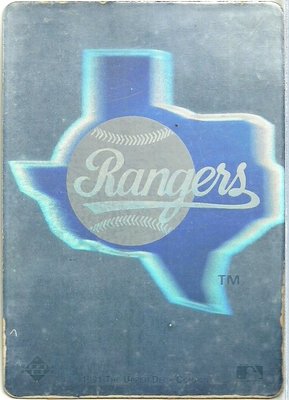 MLB 德州遊騎兵隊 RANGERS 1991 UD 雷射3D隊徽卡 (古董)