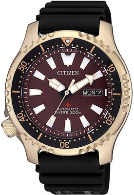 【金台鐘錶】CITIZEN 星辰 (水鬼) 潛水機械錶 200米防水 膠帶 金殼 (限量) NY0083-14X