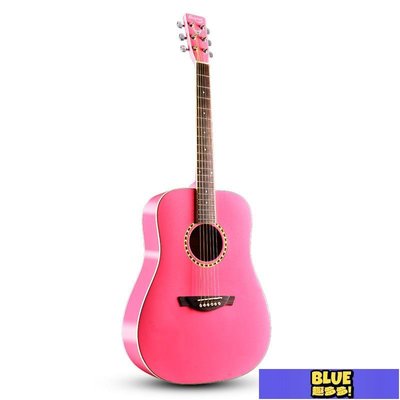 supug GD350 41寸民謠吉他粉紅色亮光缺角圓角吉它民謠木吉他樂器-趣多多