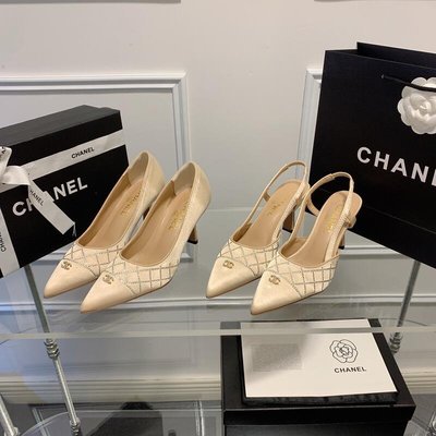 Jisoo代購 CHANEL Vintage新款珍珠涼鞋 真絲高品質女款跟鞋 春夏2022時尚單鞋