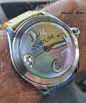 42mm崑崙泡泡錶圓弧型錶耳鱷魚皮手工錶帶訂製 Corum bubble crocodile watch strap