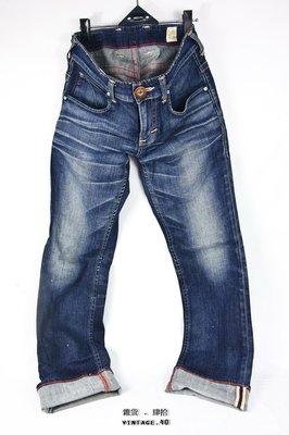 【古物箱】EDWIN 愛德恩 E505 民族風 手工 系列 手刷 色落 中直筒 單寧 牛仔褲 老褲(日本製 古著.二手)
