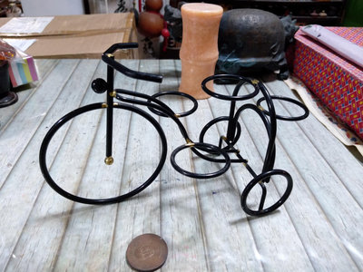 禎安丹雜藝~ 鐵藝 三輪腳踏車造型置物架 杯架 蠟燭架 創意復古三輪車模型