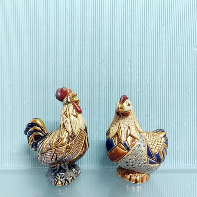 [ 三集 ] 擺飾品 De Rosa Rinconada 公雞母雞 一對 高約:11公分 材質:陶瓷 不分售 M2 02
