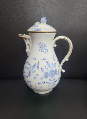 【二手】梅森Meissen 藍印度花 繁花 咖啡壺 回流 收藏 中古瓷器 【天地通】-849