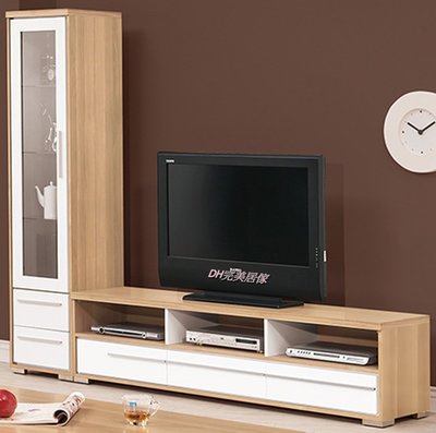 【DH】商品貨號vc651-2品名稱《明夜》7.45尺L型雙色電視櫃 1.45尺展示櫃+6尺。輕巧優質雅緻設計。