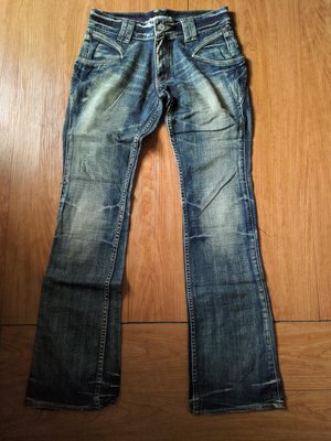 [99go] 日本 MK MICHEL KLEIN HOMMY 鑲皮革 刷白 牛仔褲 44號