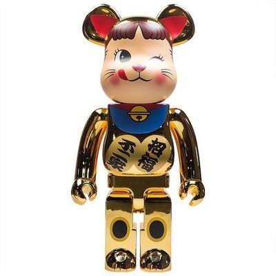 Beetle Be Rbrick 金色peko 招財貓招福藍不二家牛奶妹庫柏力克熊1000 Yahoo奇摩拍賣