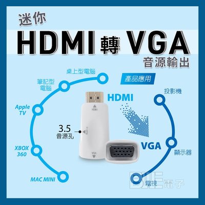 [百威電子] Esense 迷你HDMI TO VGA 音源輸出 轉接器 輕巧 方便 高解析