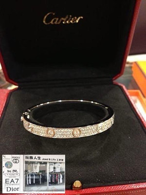 Cartier 卡地亞 18K金 LOVE 系列手環 (尺寸19) 鑽石(後鑲)非原鑲(誠實告知)（誠可議）