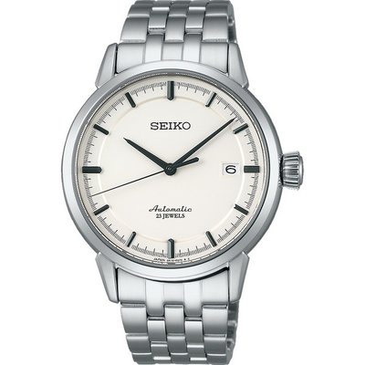 【台南 時代鐘錶 SEIKO】精工 Presage 經典 鋼錶帶機械錶 SARX021J 白/銀 39mm