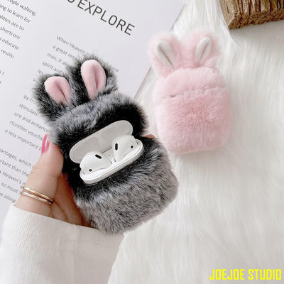 Cool Cat百貨Airpods Pro2 Pro 3 2 1 保護套兔耳朵毛絨保護套適用於 airpod 3 蓬鬆保暖毛皮軟套適用於 A