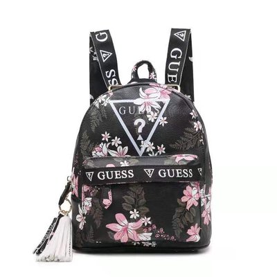 新款GUESS包包GUESS2021人氣女士時尚拼接印花雙肩大容量女包bags休閑PU純色