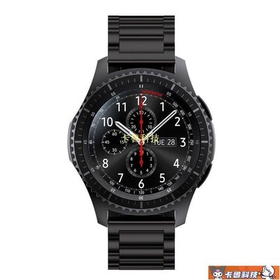 【熱賣精選】適用三星S3/Galaxy Watch 46/42mm智能手錶鋼帶三珠不鏽鋼錶帶Active2金屬腕帶20/
