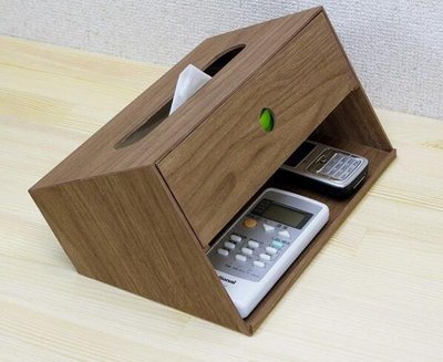 13172c 日本製 好品質 日式和風 木頭製木紋感遙控器手雜物儲物櫃 桌上面紙架盒衛生紙盒紙巾收納盒禮