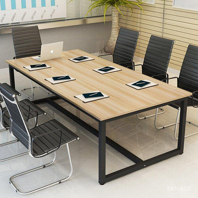 （工匠時光）小型簡易會議桌長桌子簡約現代6人4-10人工作台長方形大辦公桌子