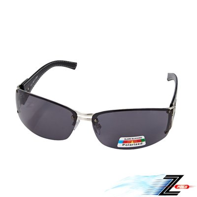 【Z-POLS】金屬份量時尚感寬版皮革設計 頂級Polarized寶麗來偏光黑抗UV400太陽眼鏡(經典皮革設計偏光鏡)