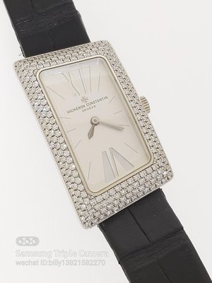 【益成當舖】流當品 全原裝白k江詩丹頓1972系列 原鑲鑽石女錶 附保單 經典梯形錶框