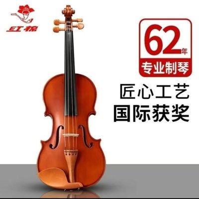 特賣-紅棉小提琴V008考級小提琴初學者專業級演奏級手工成人小提琴兒童~