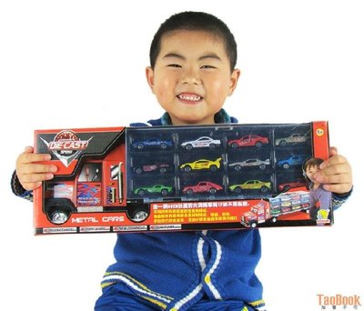 正品高樂貨櫃車套裝 兒童賽車 汽車總動員玩具車 含12輛合金車模