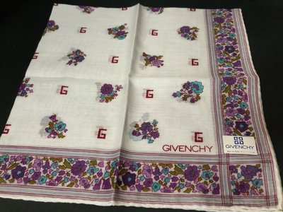 0405 GIVENCHY 紫色花朵 (44cm) 手帕 方巾 絲巾 領巾