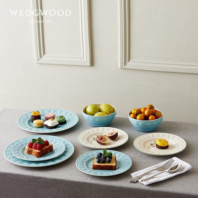 【現貨精選】【溜溜】WEDGWOOD 歡愉假日27cm餐盤藍色陶瓷釉下彩盤子餐具平盤