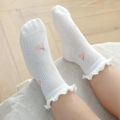 夏季薄款寶寶襪子嬰兒新生兒網眼襪木耳邊女童襪子