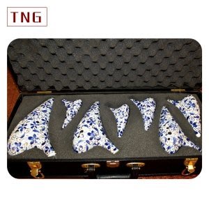 TNG 12孔青花瓷七件專業演奏陶笛 (套裝含手提箱)