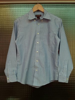 美國紐約百年品牌 Brooks Brothers 1818 經典天空藍色可正式可休閒直條紋長袖襯衫上衣