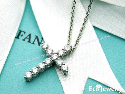 《Eco-jewelry》【Tiffany&amp;Co】新款 鉑金十字架鑲鑽項鍊 Pt950項鍊~專櫃真品 近新品