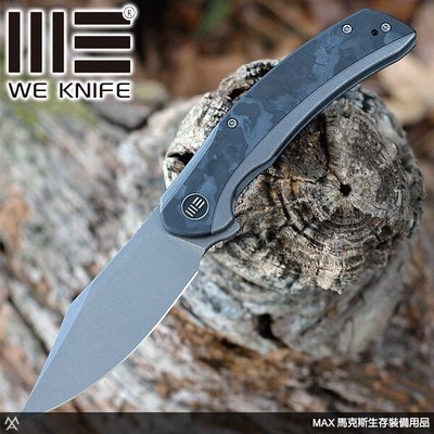 馬克斯 - We Knife SNICK 鈦夾碳纖柄折刀 / CPM 20CV鋼 / 灰色石洗刃 / 19022F-2