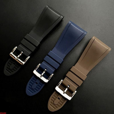 全館免運 (當天出貨）優質柔軟橡膠手錶帶適配寶格麗OCTO系列101964矽膠錶鏈30mm黑藍色 可開發票